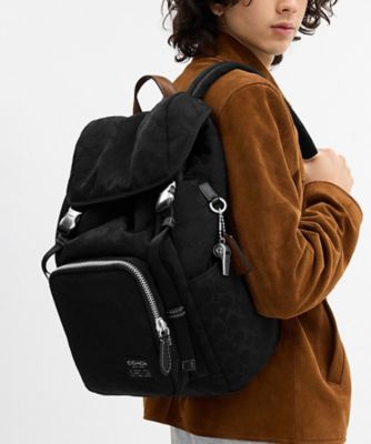 ＜COACH＞ローガン　バックパック・シグネチャー　ナイロン